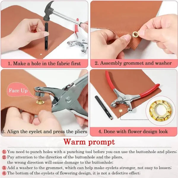 Metal Hand Press Tich Button Fixer Machine with 25 Snap Buttons | Durable & Easy-to-Use DIY Tool