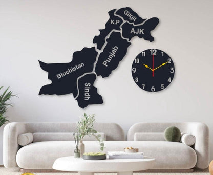 Pakistan Map Wooden Wall Clock