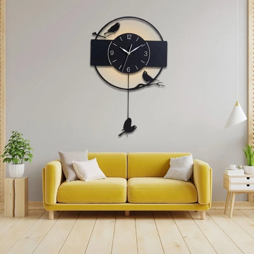 Black Sparrow 3D Wall Clock With Light