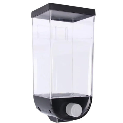 Wall Mounted Cereal Dispenser | 1.5L Transparent Grain Storage Container | One-Touch Cereal & Rice Dispenser | Space Saving Kitchen Organizer