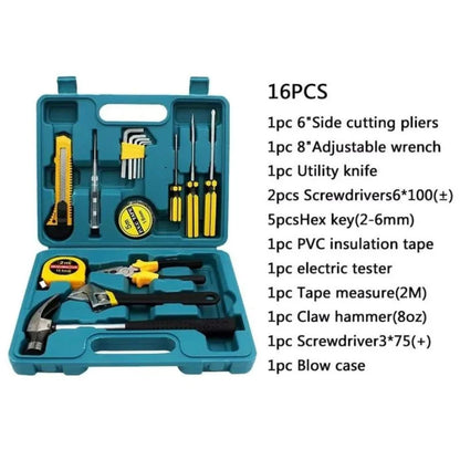 12-in-1 Home Tool Kit  | Multi-Purpose Household Repair Tool Set | Hardware Toolkit with Durable Storage Box