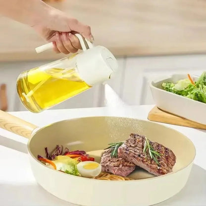 2-in-1 Glass Oil Spray Bottle & Dispenser with Pouring Spout | Kitchen Oil Mister for Air Fryer, BBQ & Cooking| 450ml