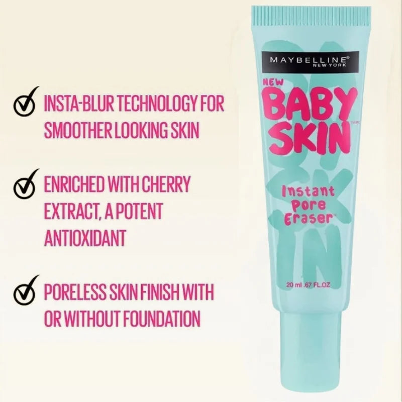 Maybelline Baby Skin Instant Pore Eraser Primer | Matte & Poreless Makeup Primer | Lightweight Pore-Blurring Formula | 22 ml